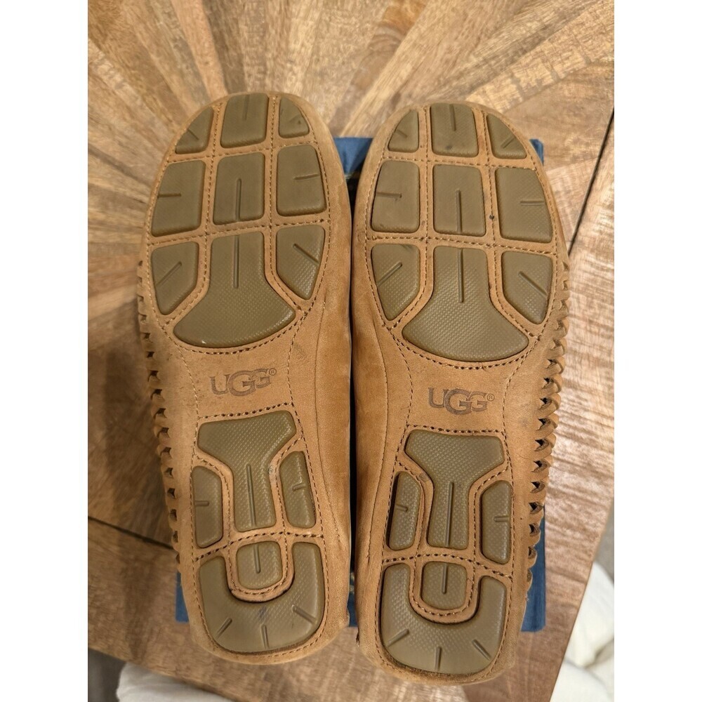 UGG Clary Womens 7.5 Brown Leather Moccasin Loafer Woven Driving Flats - Picture 9 of 10